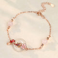Fortune Jewel Chalcedony Pink Crystal 925 Sterling Silver Flowers Koi Fish Peace Buckle Positive Bracelet