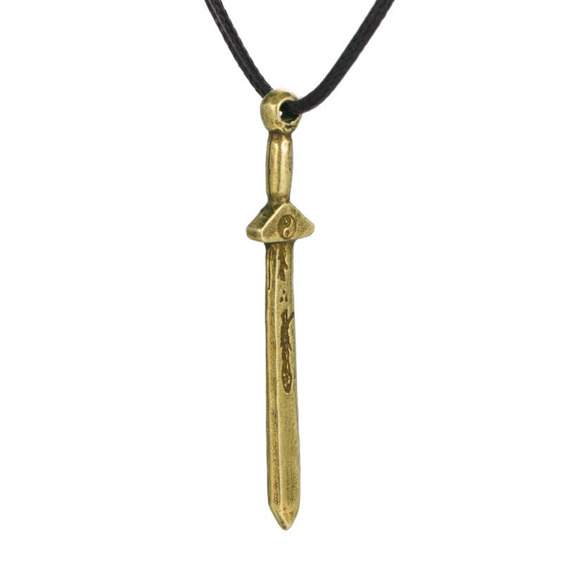 Fortune Jewel Vintage Yin Yang Copper Brass Sword Balance Necklace Pendant Fortune Jewel