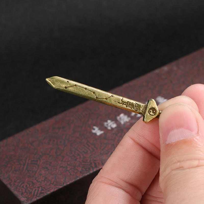 Fortune Jewel Vintage Yin Yang Copper Brass Sword Balance Necklace Pendant Fortune Jewel