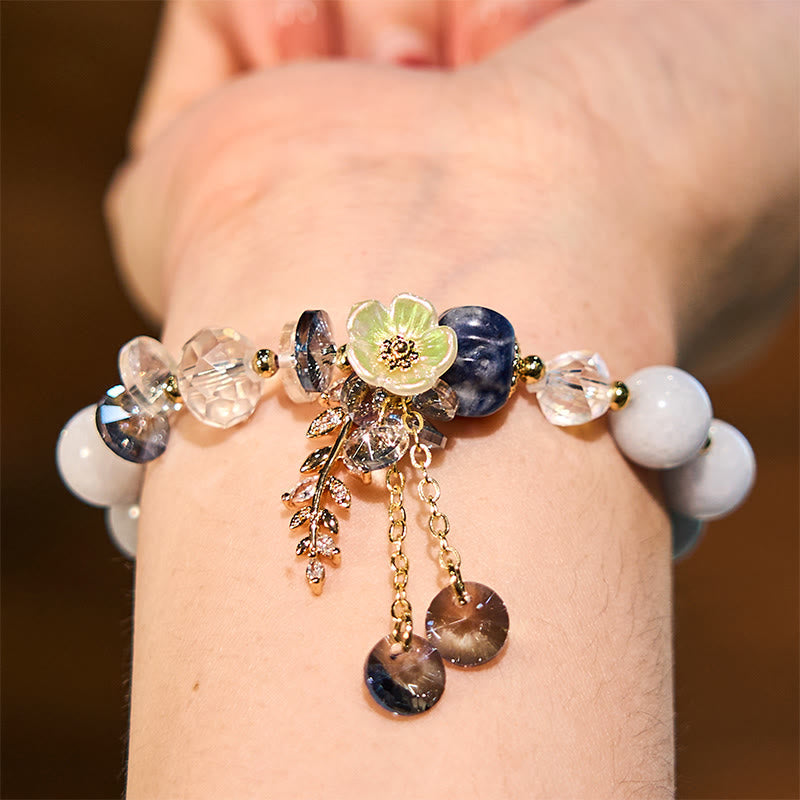 Fortune Jewel Blue Crystal Amethyst Sun Stone Green Aventurine Healing Bracelet