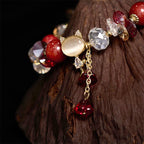 Fortune Jewel Amethyst Green Crystal Red Crystal Cat Balance Bracelet