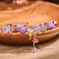 Fortune Jewel Amethyst Green Crystal Red Crystal Cat Balance Bracelet