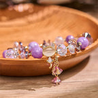 Fortune Jewel Amethyst Green Crystal Red Crystal Cat Balance Bracelet