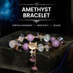 Fortune Jewel Amethyst Green Crystal Red Crystal Cat Balance Bracelet