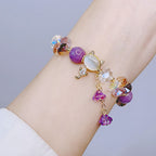 Fortune Jewel Amethyst Green Crystal Red Crystal Cat Balance Bracelet