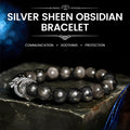 Fortune Jewel Silver Sheen Obsidian Dragon Protection Bracelet