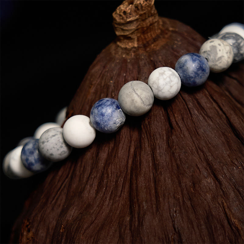 Fortune Jewel White Turquoise Picasso Jasper Blue Spot Jasper Relaxation Bracelet