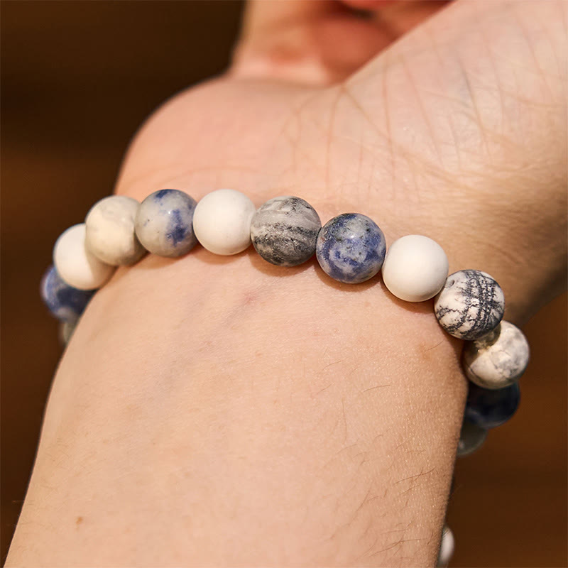 Fortune Jewel White Turquoise Picasso Jasper Blue Spot Jasper Relaxation Bracelet