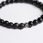Fortune Jewel Black Obsidian Bead 925 Sterling Silver Flower Design Purification Bracelet