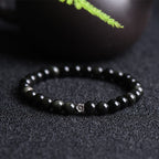 Fortune Jewel Black Obsidian Bead 925 Sterling Silver Flower Design Purification Bracelet