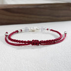 Fortune Jewel 999 Sterling Silver Lotus Design Cat's Eye Bead Protection String Bracelet