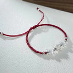 Fortune Jewel 999 Sterling Silver Lotus Design Cat's Eye Bead Protection String Bracelet
