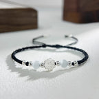 Fortune Jewel 999 Sterling Silver Lotus Design Cat's Eye Bead Protection String Bracelet