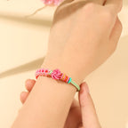 Fortune Jewel Handmade Pink Green Peach Blossom Knot Braided Bracelet