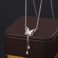 Fortune Jewel 999 Sterling Silver Tridacna Stone Butterfly Calm Necklace Pendant