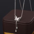 Fortune Jewel 999 Sterling Silver Tridacna Stone Butterfly Calm Necklace Pendant