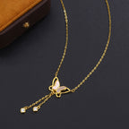 Fortune Jewel 999 Sterling Silver Tridacna Stone Butterfly Calm Necklace Pendant
