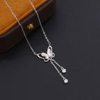 Fortune Jewel 999 Sterling Silver Tridacna Stone Butterfly Calm Necklace Pendant