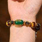 Fortune Jewel Chinese Zodiac Tiger Eye White Crystal Courage Bracelet
