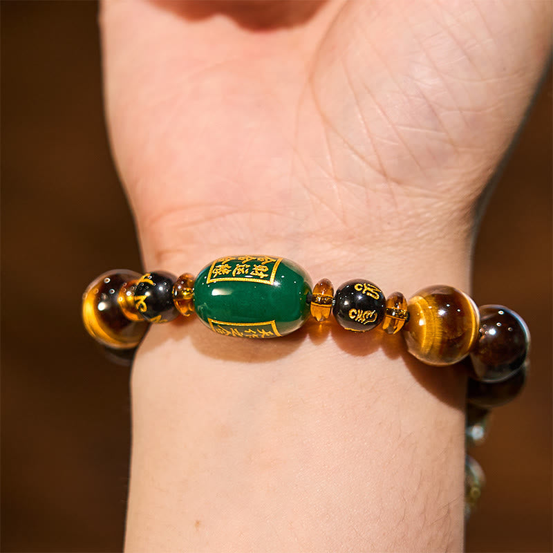 Fortune Jewel Chinese Zodiac Tiger Eye White Crystal Courage Bracelet
