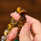 Fortune Jewel Chinese Zodiac Tiger Eye White Crystal Courage Bracelet