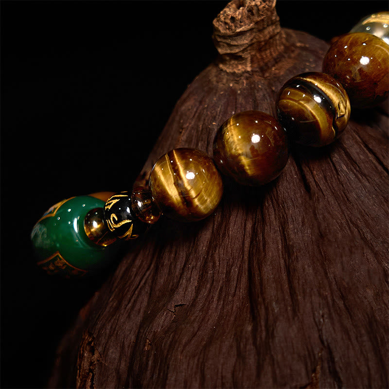 Fortune Jewel Chinese Zodiac Tiger Eye White Crystal Courage Bracelet