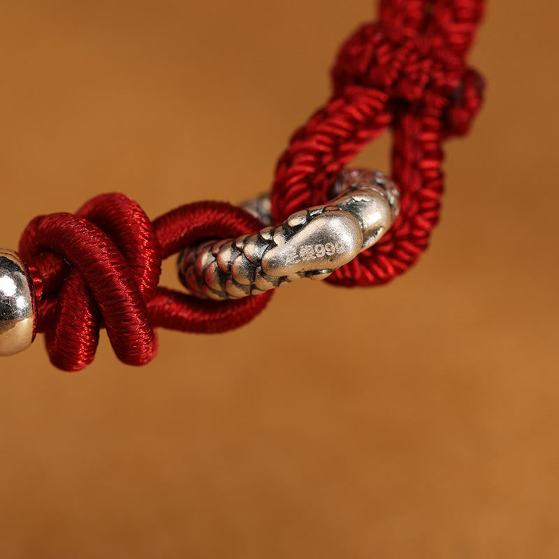 Fortune Jewel 999 Sterling Silver Year Of The Dragon Peace Buckle Luck Bracelet