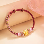 Fortune Jewel Handmade 999 Sterling Silver Fortune Cat Ingot Peach Blossom Luck Red Rope Bracelet