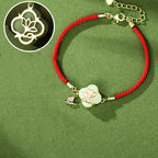 Fortune Jewel 925 Sterling Silver Hetian Jade Magnolia Flower Butterfly Luck Chain Bracelet