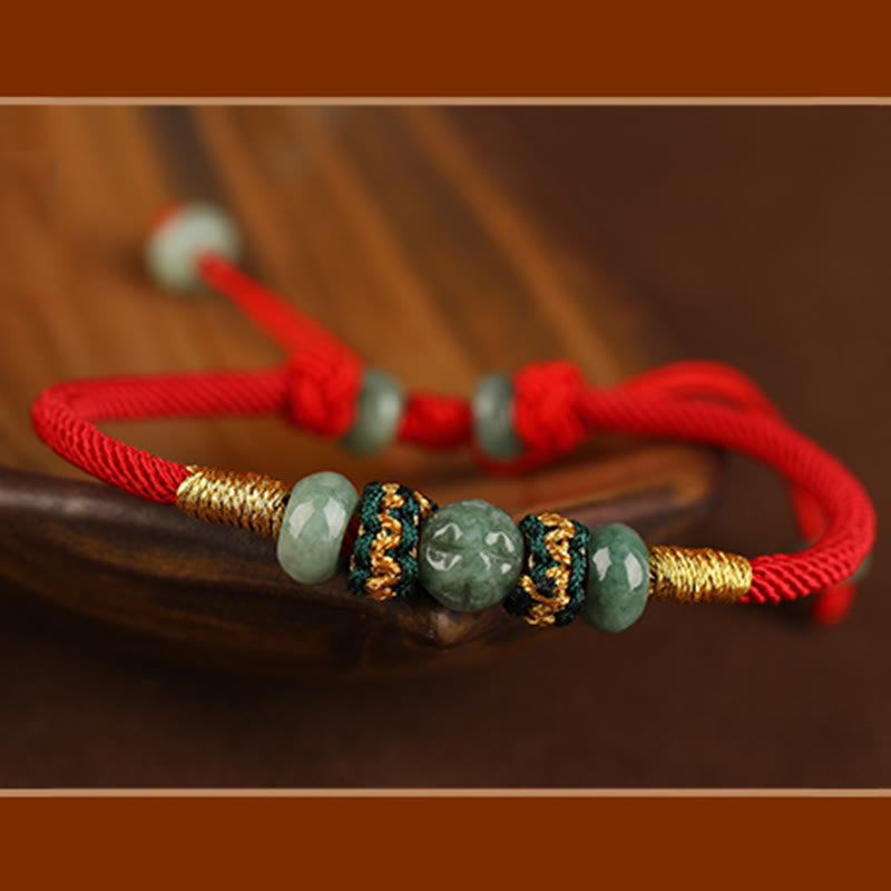 Fortune Jewel Jade Abacus Bead Prosperity Red String Rope Bracelet