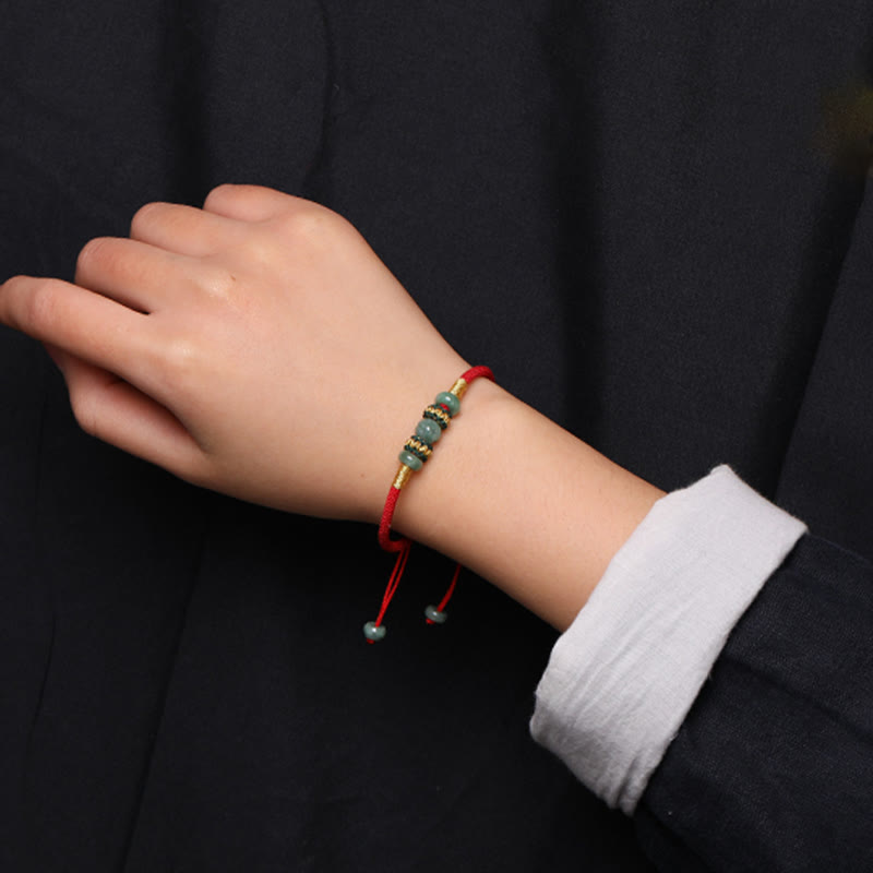 Fortune Jewel Jade Abacus Bead Prosperity Red String Rope Bracelet