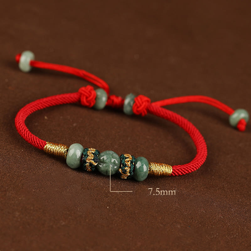 Fortune Jewel Jade Abacus Bead Prosperity Red String Rope Bracelet