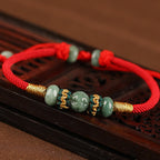 Fortune Jewel Jade Abacus Bead Prosperity Red String Rope Bracelet