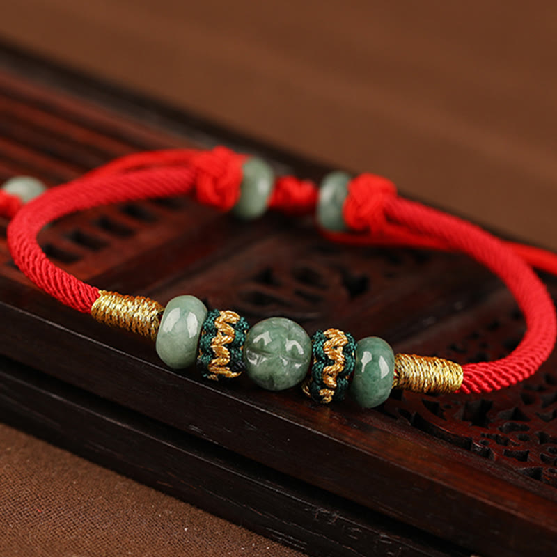 Fortune Jewel Jade Abacus Bead Prosperity Red String Rope Bracelet
