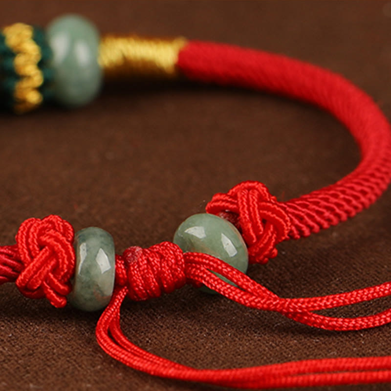 Fortune Jewel Jade Abacus Bead Prosperity Red String Rope Bracelet