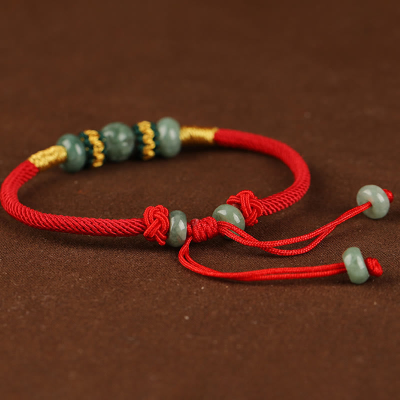 Fortune Jewel Jade Abacus Bead Prosperity Red String Rope Bracelet