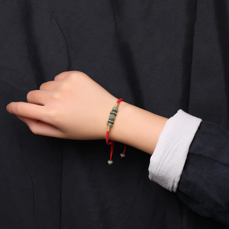 Fortune Jewel Jade Abacus Bead Prosperity Red String Rope Bracelet