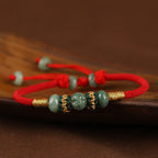 Fortune Jewel Jade Abacus Bead Prosperity Red String Rope Bracelet