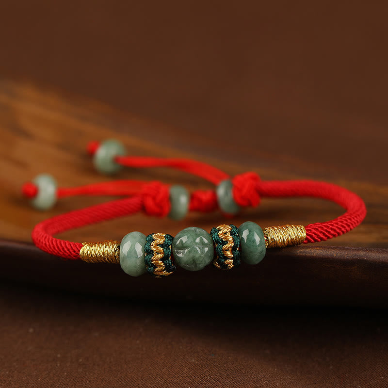 Fortune Jewel Jade Abacus Bead Prosperity Red String Rope Bracelet