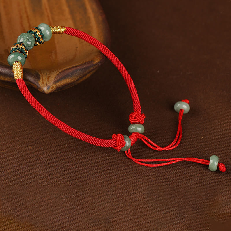 Fortune Jewel Jade Abacus Bead Prosperity Red String Rope Bracelet