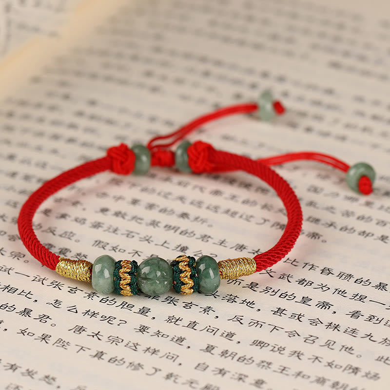 Fortune Jewel Jade Abacus Bead Prosperity Red String Rope Bracelet