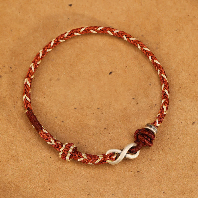 Fortune Jewel Handmade 999 Sterling Silver Endless Knot Infinity Symbol Luck Rope Bracelet