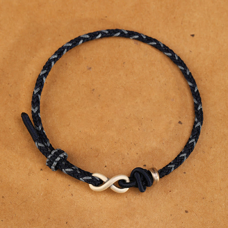 Fortune Jewel Handmade 999 Sterling Silver Endless Knot Infinity Symbol Luck Rope Bracelet