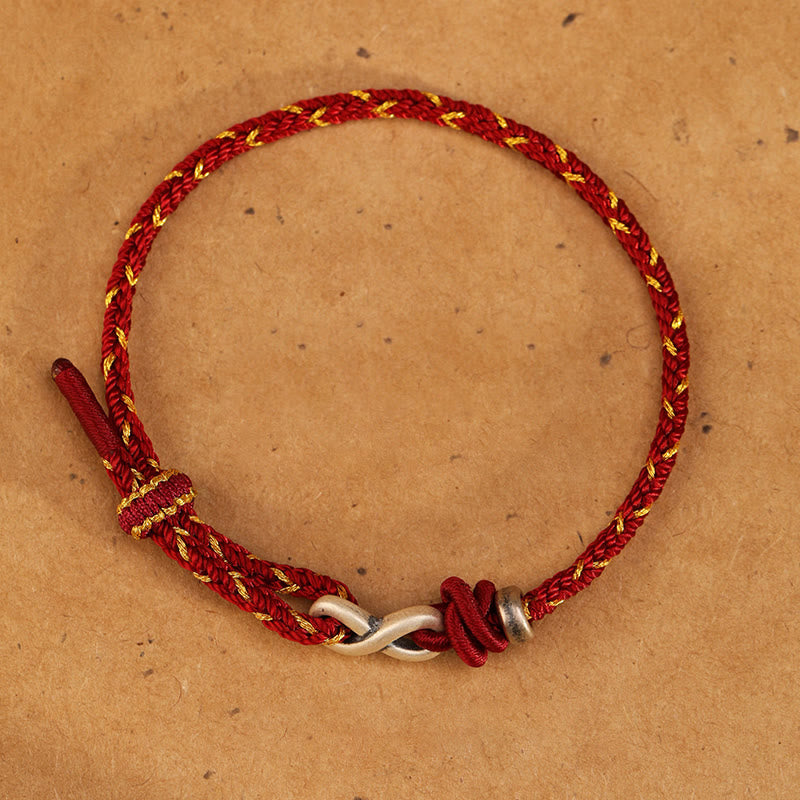 Fortune Jewel Handmade 999 Sterling Silver Endless Knot Infinity Symbol Luck Rope Bracelet