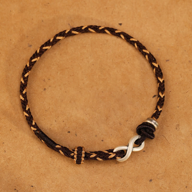 Fortune Jewel Handmade 999 Sterling Silver Endless Knot Infinity Symbol Luck Rope Bracelet