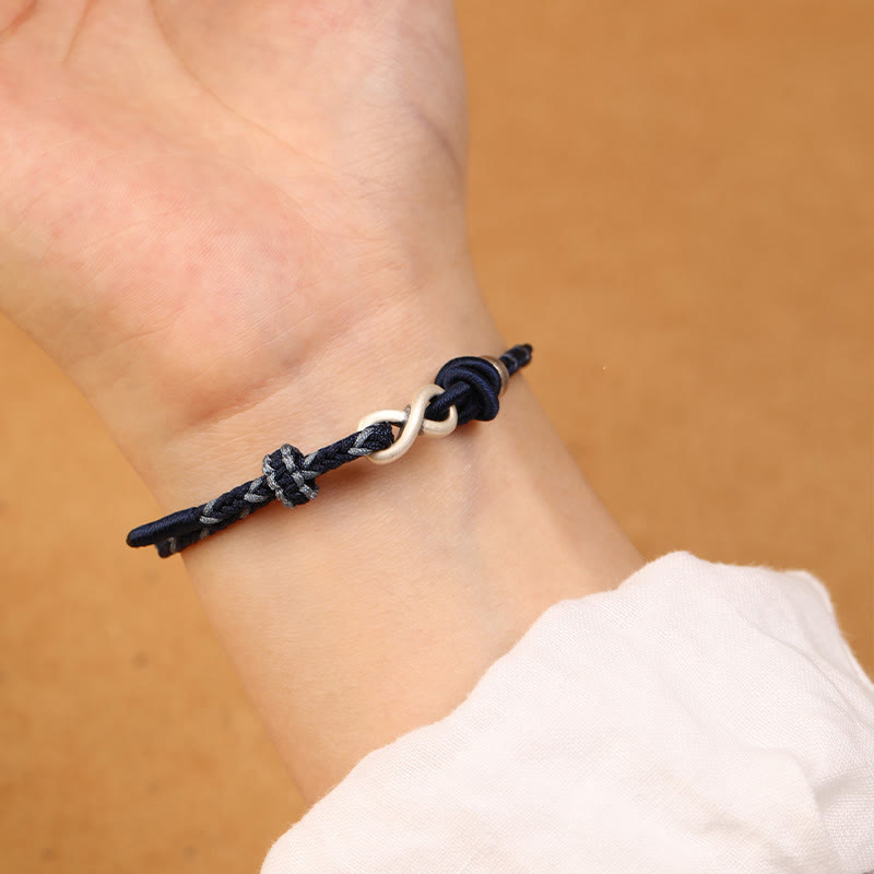 Fortune Jewel Handmade 999 Sterling Silver Endless Knot Infinity Symbol Luck Rope Bracelet