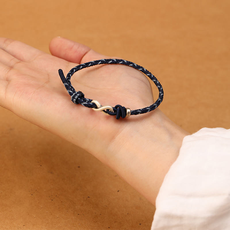 Fortune Jewel Handmade 999 Sterling Silver Endless Knot Infinity Symbol Luck Rope Bracelet