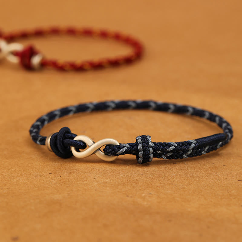Fortune Jewel Handmade 999 Sterling Silver Endless Knot Infinity Symbol Luck Rope Bracelet