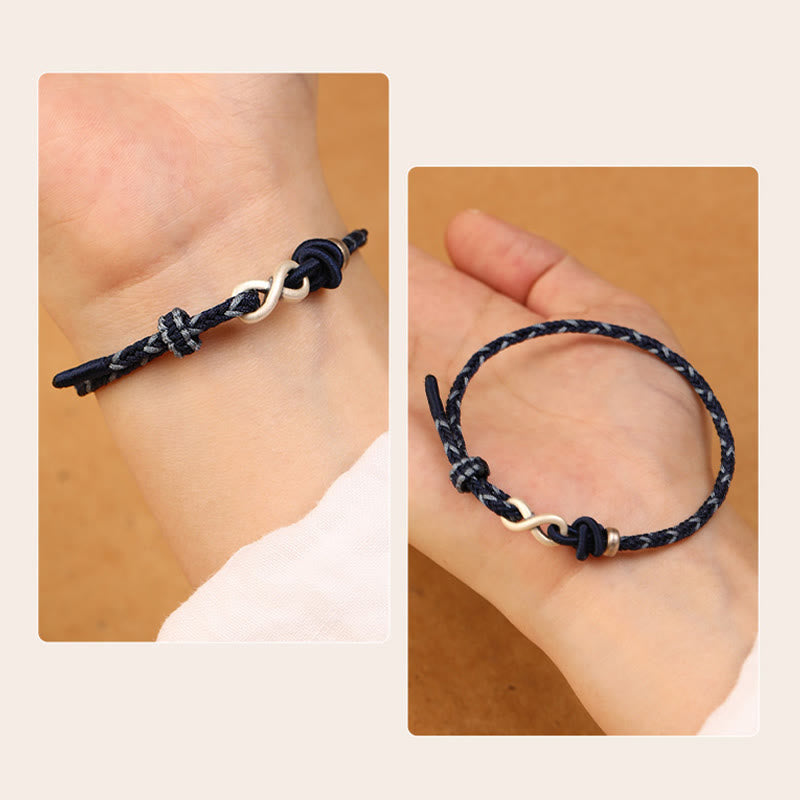 Fortune Jewel Handmade 999 Sterling Silver Endless Knot Infinity Symbol Luck Rope Bracelet
