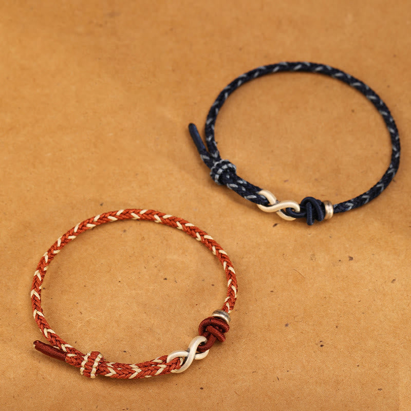 Fortune Jewel Handmade 999 Sterling Silver Endless Knot Infinity Symbol Luck Rope Bracelet